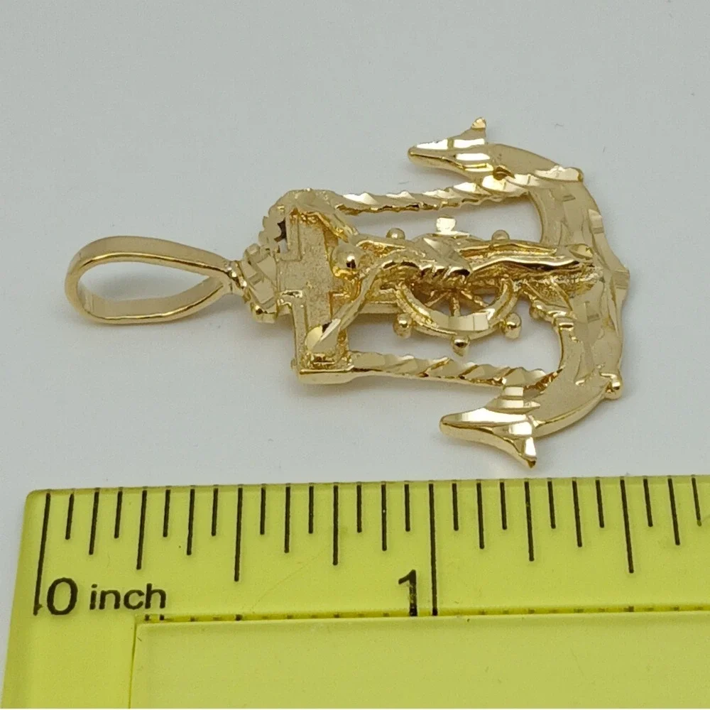 Vintage Karatbond Gold Anchor Crucifix Ship Wheel Pendant Made in USA Y2K NOS